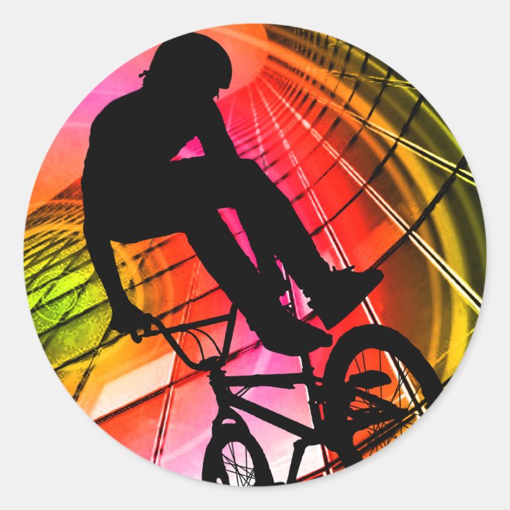 BMX in lijnen en cirkels Ronde Sticker | Zazzle.nl