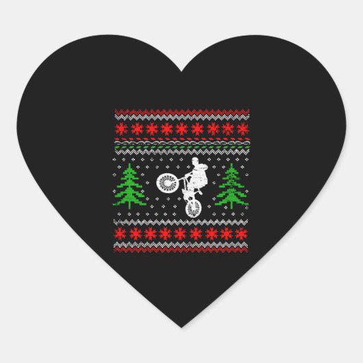 BMX Kerstmis Hart Sticker (Voorkant)