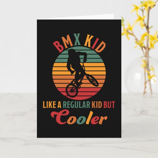 BMX-kind als een gewoon kind maar koelere fietscad Kaart (Gele Bloem)