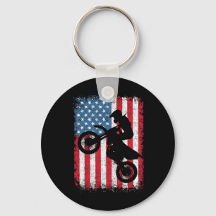 BMX-motorfietsrijder Amerikaanse vlag 4 juli jonge Sleutelhanger
