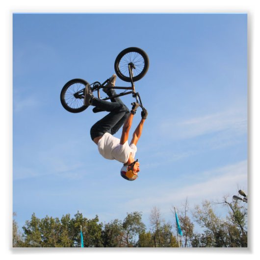 BMX ondersteboven omdraaien Foto Afdruk (Voorkant)