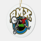 BMX One Handed Trick Keramisch Ornament (Links)