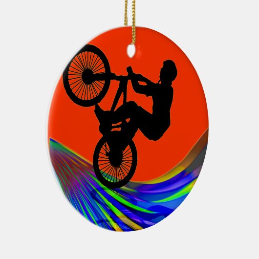 BMX op Rainbow Road Keramisch Ornament (Rechts)