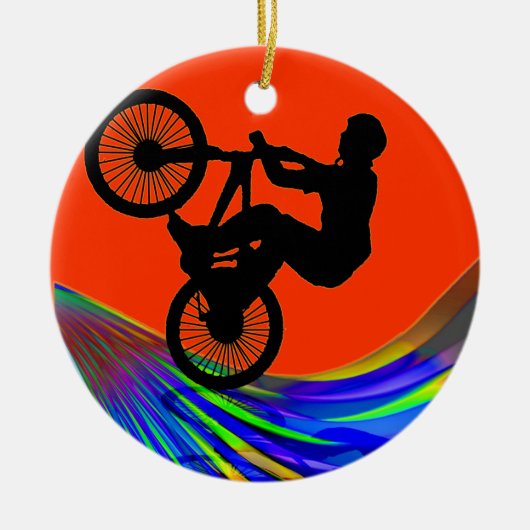 BMX op Rainbow Road Keramisch Ornament (Voorkant)