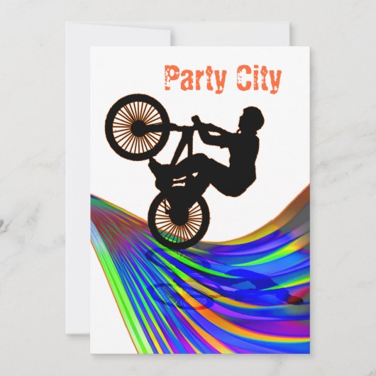 BMX op Rainbow Road Party Kaart (Voorkant)