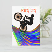 BMX op Rainbow Road Party Kaart (Staand voorkant)