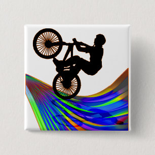 BMX op Rainbow Road Vierkante Button 5,1 Cm