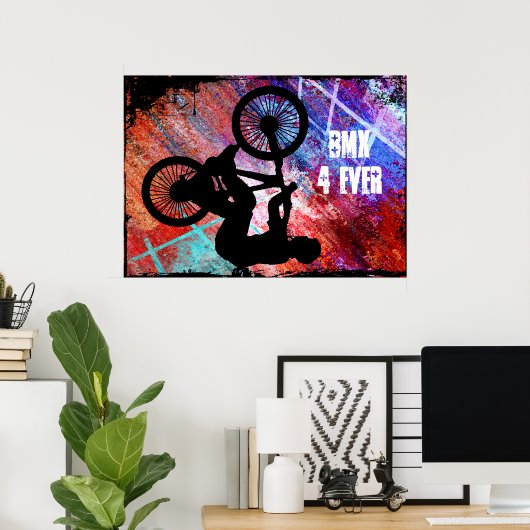 BMX op Rusty Grunge Poster (Thuiskantoor)