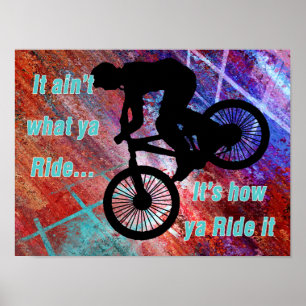 BMX op Rusty Grunge Risico Hoe rijdt u het Poster