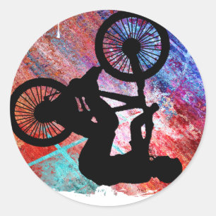 BMX op Rusty Grunge Ronde Sticker