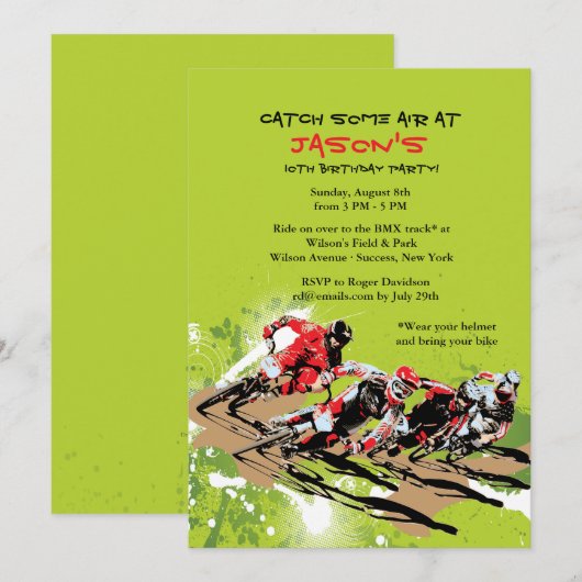BMX Racers Uitnodiging (Voorkant / Achterkant)