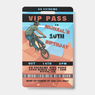 BMX Racing BIke Birthday Invitation Badge