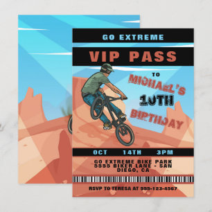 BMX Racing BIke Birthday Invitation Kaart