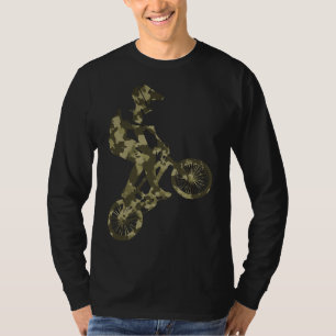 BMX Racing Extreme Sport Bike Rider camouflage T-shirt