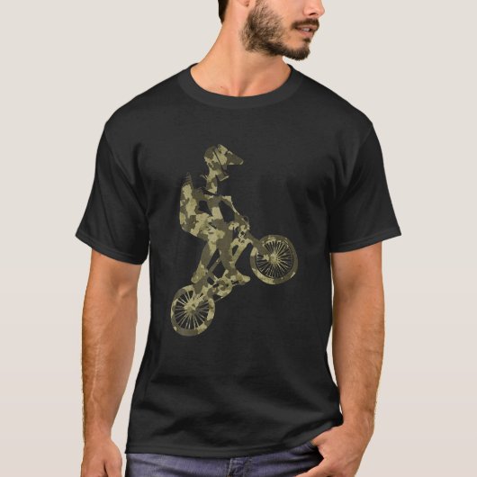 BMX Racing Extreme Sports Fietser Camouflage T-shirt (Voorkant)