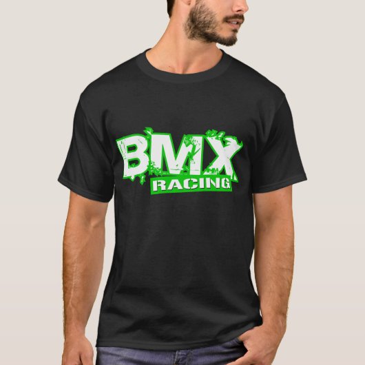 BMX RACING GREEN WHITE T-SHIRT (Voorkant)