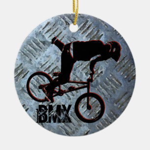 BMX Regels kerstversiering, Copyright Karen J Wi Keramisch Ornament