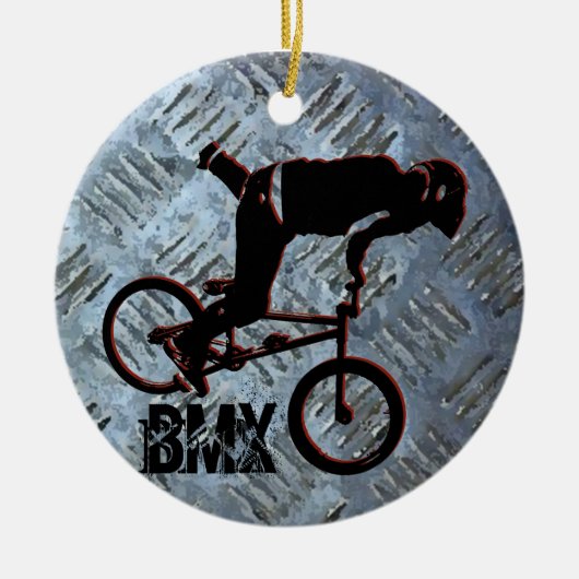 BMX Regels kerstversiering, Copyright Karen J Wi Keramisch Ornament (Voorkant)