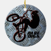 BMX Regels kerstversiering, Copyright Karen J Wi Keramisch Ornament (Achterkant)