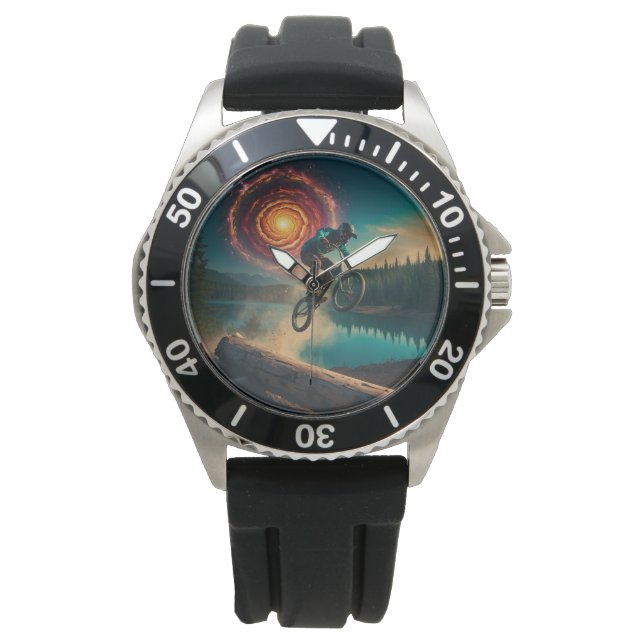 BMX Rider door een Forest Lake Horloge (Voorkant)