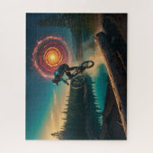 BMX Rider door een Forest Lake Legpuzzel (Verticaal)