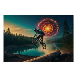 BMX Rider door een Forest Lake Perfect Poster