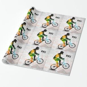 BMX Rider in Abstracte Spletters SQ van de Verf me Cadeaupapier