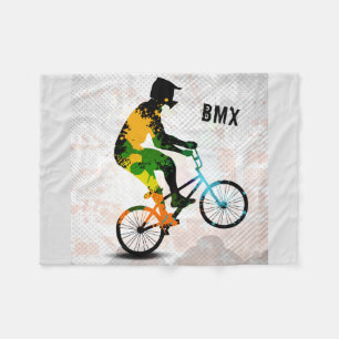BMX Rider in Abstracte Spletters SQ van de Verf me Fleece Deken