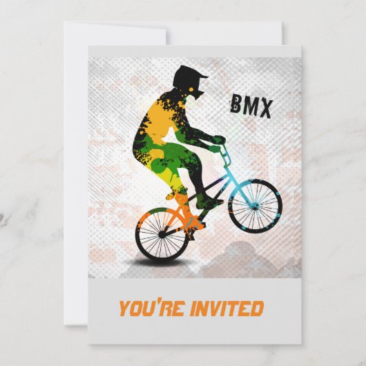 BMX Rider in Abstracte Spletters SQ van de Verf me Kaart (Voorkant)
