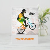 BMX Rider in Abstracte Spletters SQ van de Verf me Kaart (Staand voorkant)