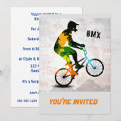 BMX Rider in Abstracte Spletters SQ van de Verf me Kaart (Voorkant / Achterkant)