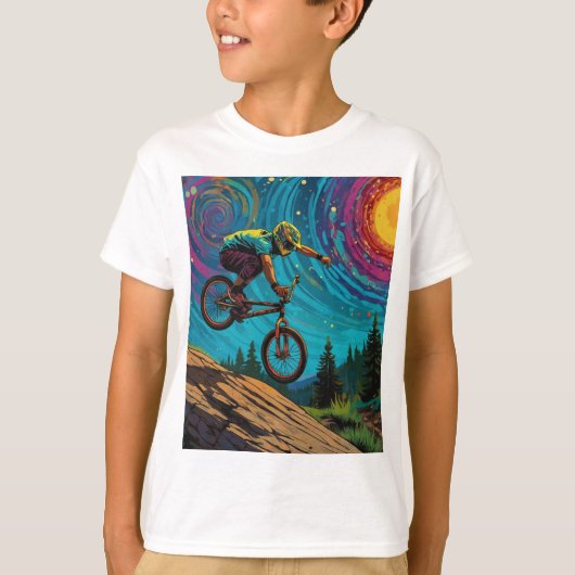 BMX Rider op Berghelling T-shirt (Voorkant)