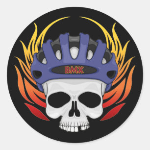 BMX schedel Ronde Sticker