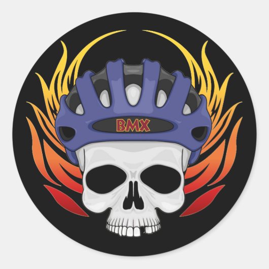 BMX schedel Ronde Sticker (Voorkant)