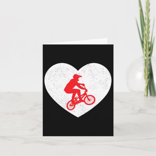 Bmx Silhouette Biker Fiets Valentijnshart Vorm Kaart (Voorkant)