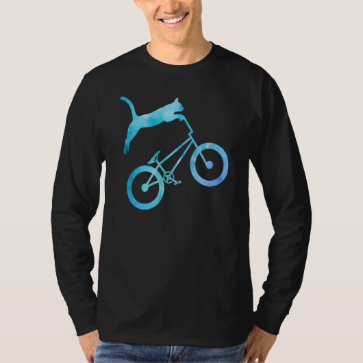 BMX Stunt Berg Fiets Vuil Fiets Grappige Kat T-shirt (Voorkant)