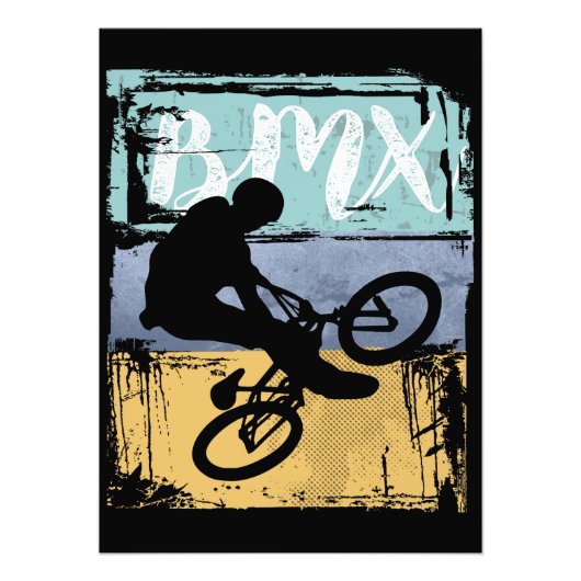 BMX-T-shirt -  Retro BMX Bike Rider Foto Afdruk (Voorkant)