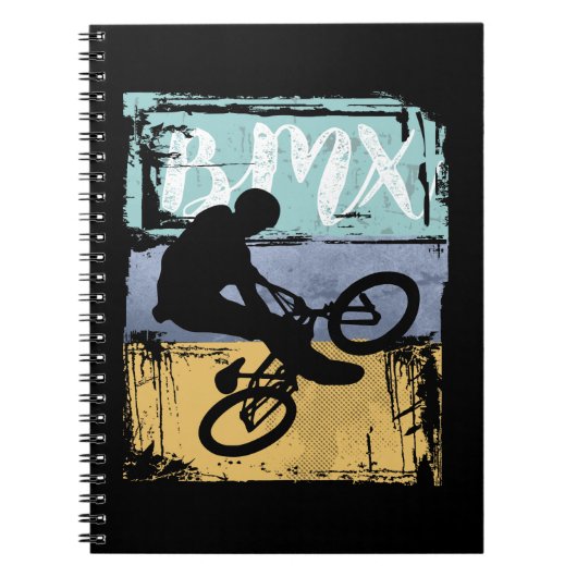 BMX-T-shirt - Retro BMX Bike Rider Notitieboek (Voorkant)