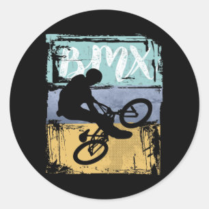 BMX-T-shirt - Retro BMX Bike Rider Ronde Sticker