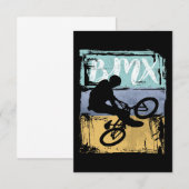 BMX-T-shirt -  Retro BMX Bike Rider RSVP Kaartje (Voorkant / Achterkant)