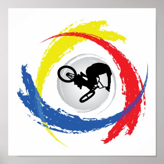 BMX Tricolor Emblem Poster (Voorkant)