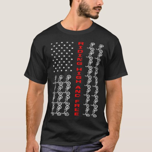 BMX US Flag Riding High And Free T-shirt (Voorkant)