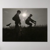 BMX van de oude school, Silhouette, Twee Onderwerp Poster (Voorkant)