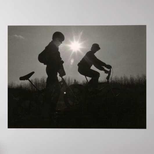 BMX van de oude school, Silhouette, Twee Onderwerp Poster (Voorkant)