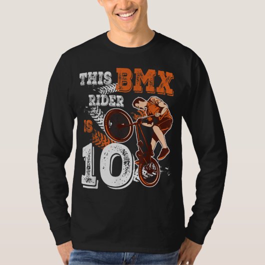 BMX Verjaardag 10e Biker Gift 10 Jaar Oud Vuil Bik T-shirt (Voorkant)