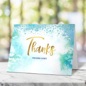 B'nai Mitzvah Gold Script op Turquoise Waterverf Bedankkaart