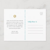 B'nai Mitzvah Gold Turquoise Waterverf Hartelijk d Briefkaart (Achterkant)