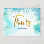 B'nai Mitzvah Gold Turquoise Waterverf Hartelijk d Briefkaart (Voorkant)