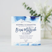 B'NAI MITZVAH INVITE met de hand geletterde blauwe Kaart (Staand voorkant)