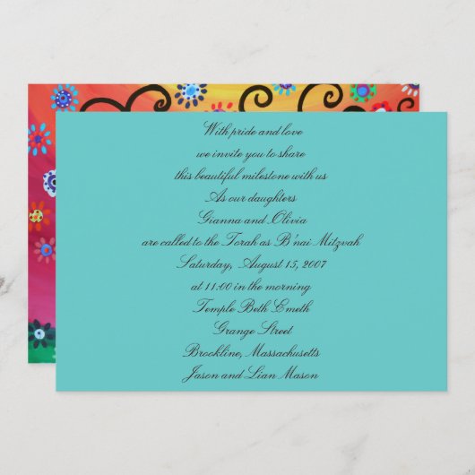 B'nai Mitzvah Kaart (Voorkant / Achterkant)